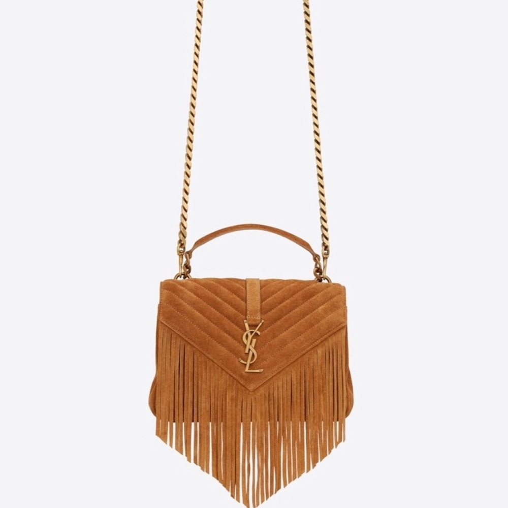 YSL Suede Fringe College Bag